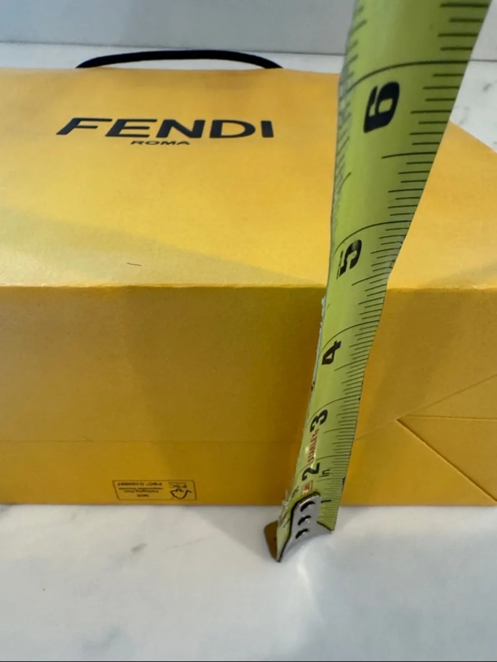 Fendi Yellow Shopping Bag with Black Logo and Handles 10x10x4